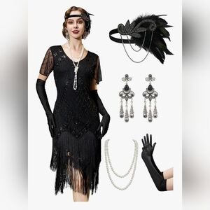 Sz SM Flapper Dresses for Women,Short Sleeve 1920s Dresses Great Gatsby Dresses
